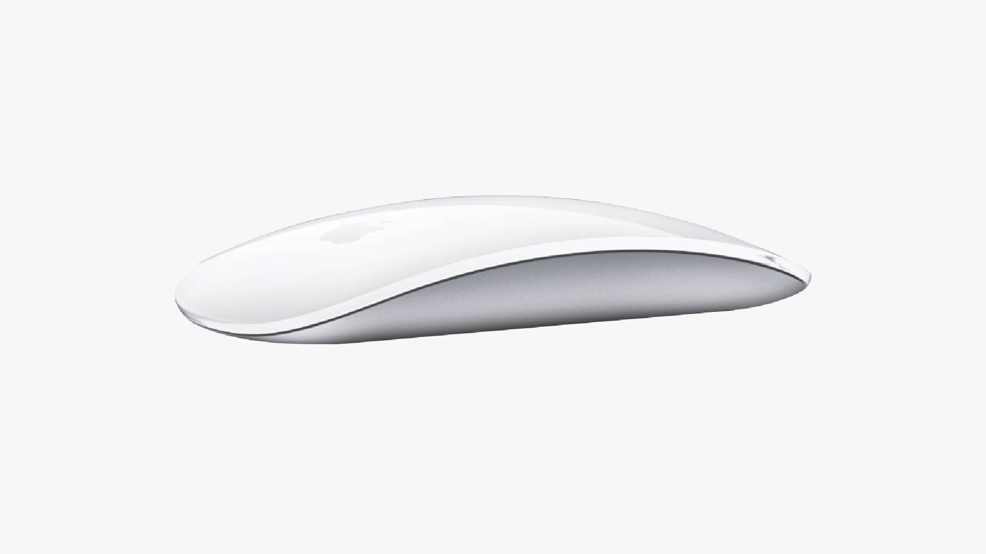 Image of a Apple Magic Mouse placed over a gray background.