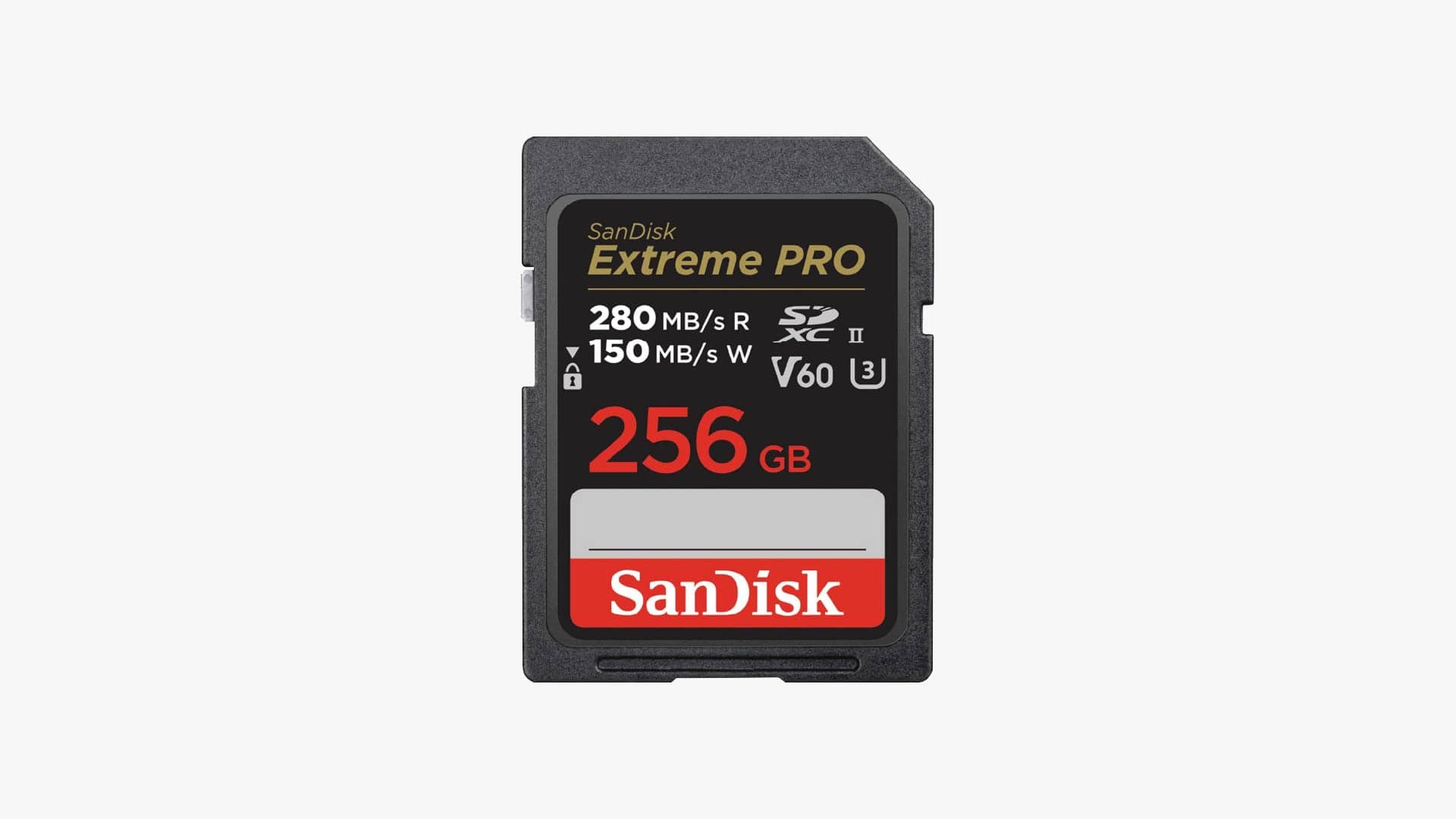 Image of a SanDisk memory card placed over a gray background.