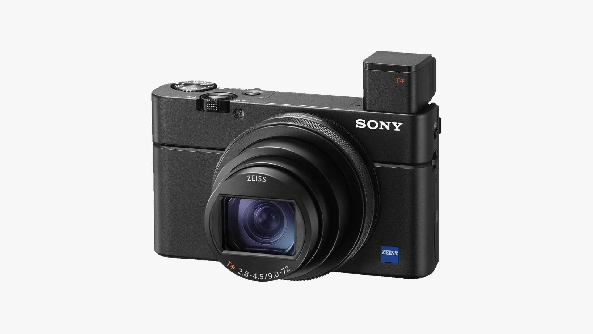 Image of a Sony RX100 VII placed over a gray background.