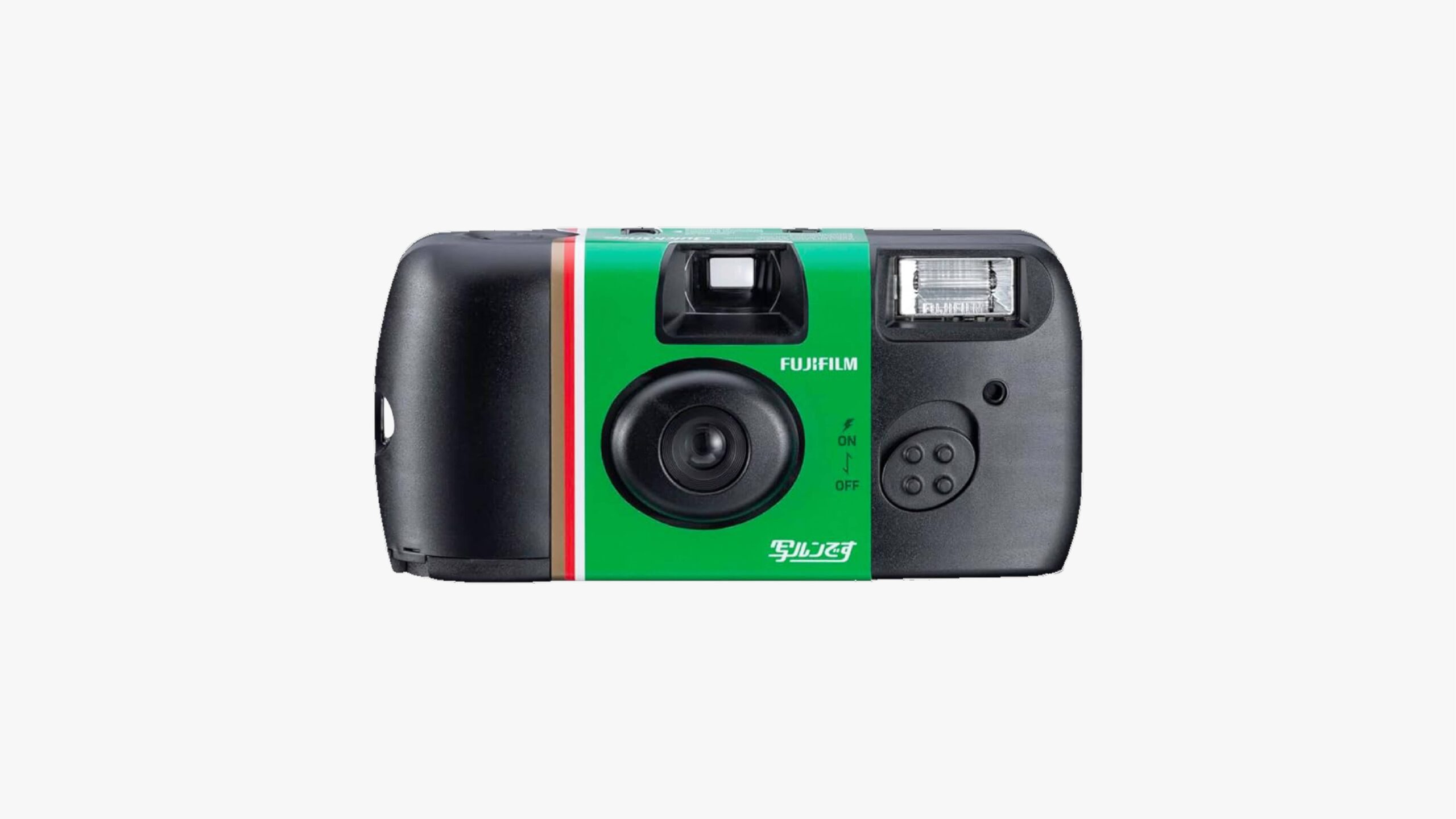 Image of a Fujifilm camera placed over a gray background.