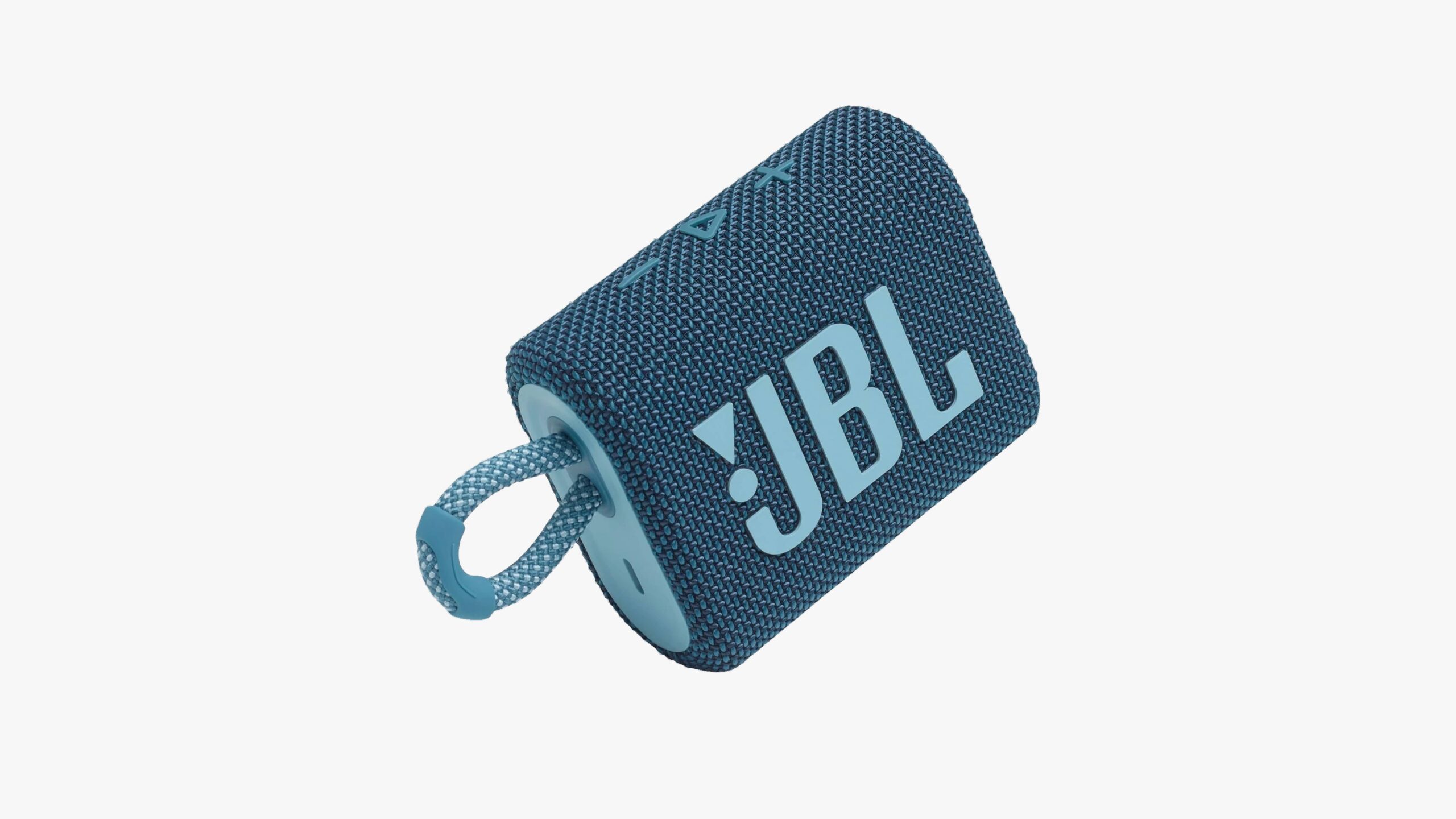 Image of a JBL wireless speaker placed over a gray background.